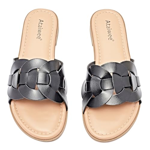 Image of Ataiwee Women's Dressy Braided Open Toe Flat Slides Sandals