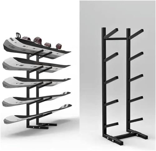 LIEOWYD Floor-Standing Snowboard Rack, Free Standing for Skis/Skateboards/Scooter, Sample Board Display Rack, Metal Sports Mat Storage Rack