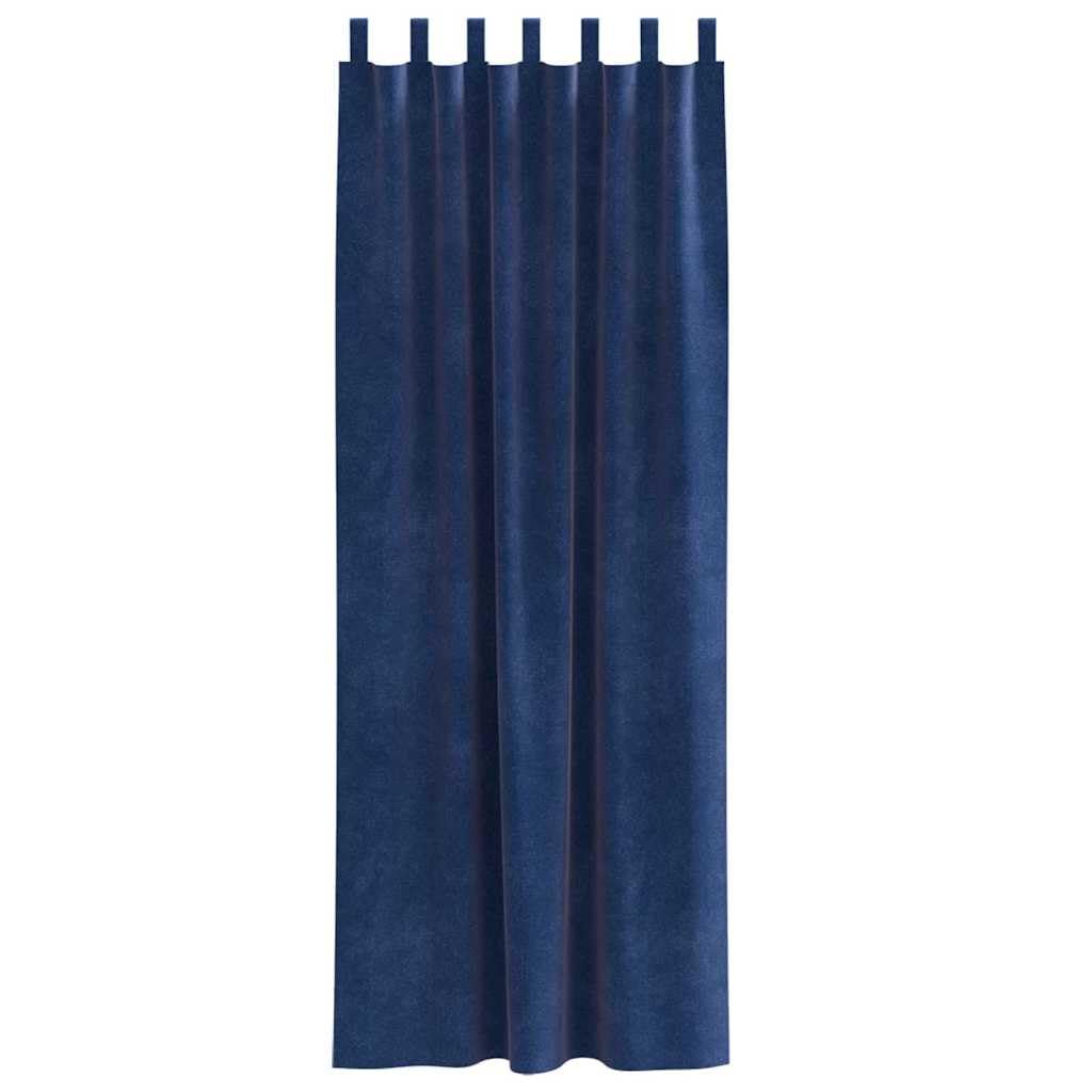 Cortinas opacas 2 unidades azul oscuro 140 x 260 cm de terciopelo con trabillas de tela, cortinas de fácil cuidado para dormitorio, salón, bloquean la luz