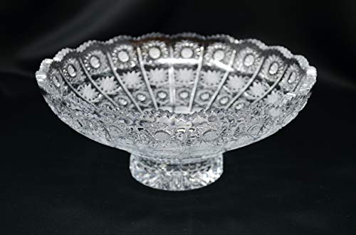 Czech Crystal Glass Bowl Vase 10", Hand Cut, Centerpiece Home Decor, Bohemia Glass, Gift, Fruit Desert Sweets, Wedding Decor