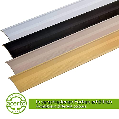 acerto 38236 Perfil de ajuste de altura de aluminio 100cm dorado * 2-16mm * autoadhesivo * perfil de transición para laminado parquet y moqueta | listón de transición perfil para suelo