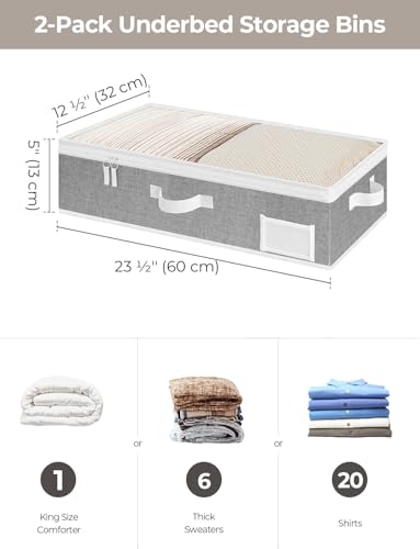StorageWorks-5-Inch-Low-Profile-Under-Bed-Storage-Containers-with-Clear-Lid-Reinforced-Structure-Resists-Sagging-Handles-Label-Holder-Foldable-Stackable-Closet-Storage-for-Clothes-Blankets-Toys