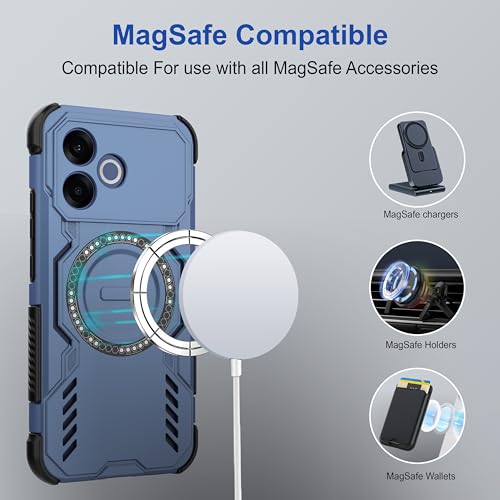 Image of Zapcase Back Case Cover for Oppo F33 Pro 5G | Magnetic Case with Built-in Metal Ring | Supports MagSafe Charger, Wallet & Car Mount | Shockproof Hybrid PC + TPU | Blue