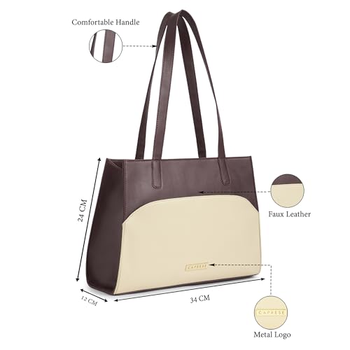 Image of Caprese Tarry Medium Tote Bag for Women | Fits Up to 16 Inch Laptop | Stylish, Durable, Multi-Compartment Design for Work, Travel, Shopping | Comfortable Straps Shoulder and Handheld Bag