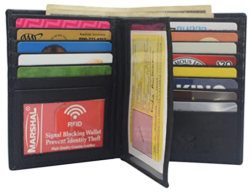 MARSHAL RFID Blocking Bifold Hipster Multi Credit Card ID Holder Wallet Leather (Black)3