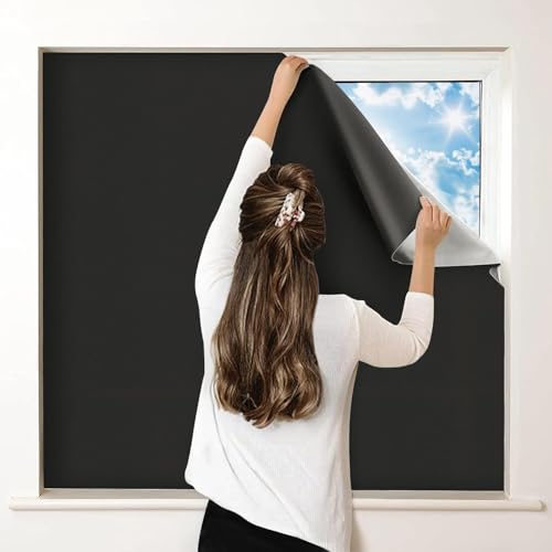 Oxford Fabric Blackout Door Curtain Portable, Freely DIY Cut Curtain with 99% Blackout (Black)
