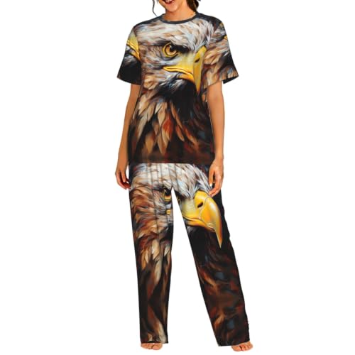 Ensemble pyjama femme contre les nuits agitées avec pantalon long et haut manches courtes