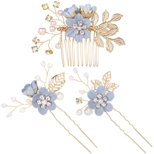 Épingles à cheveux fleur bleue HINZIC contre les chignons qui glissent