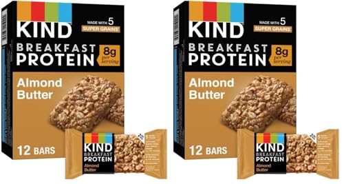 KIND Breakfast Protein Bars, Almond Butter, Healthy Snacks, Gluten Free, 8g Protein, 6 Count (Pack of 2)