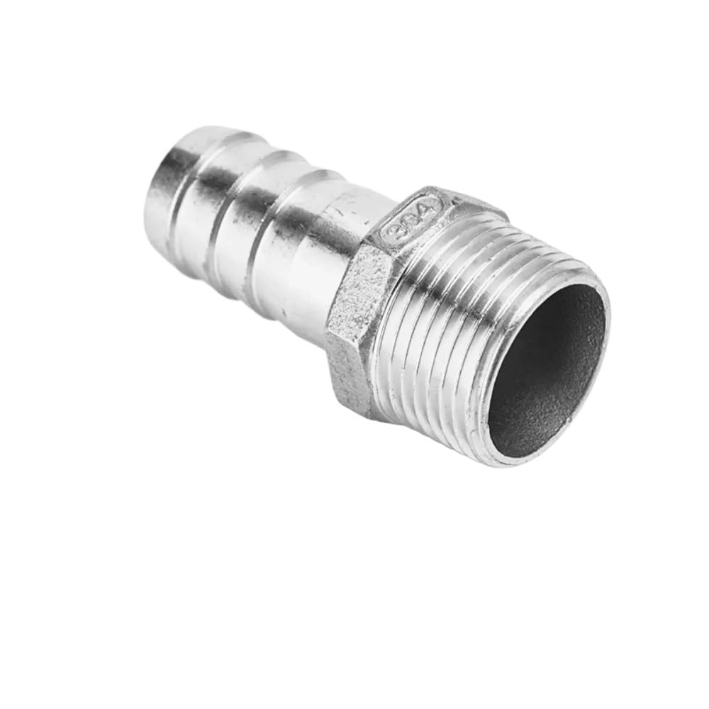 Zorfar 1/2 Pcs 36 Stainless Steel Bspt Hex Nipple, Thread Hose Barb Pipe Connector(6Mm,")