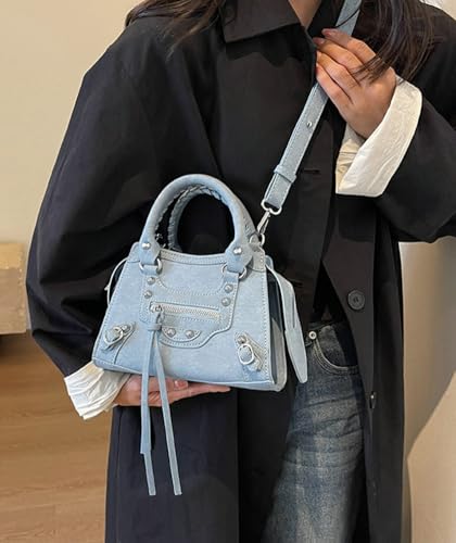 Trendy Vegan Leather Crossbody Bags for Women Small Shoulder Tote Purse Y2k Rivet Handbags Designer Satchels 20252