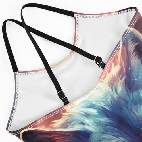 ALAZA Vintage Wolf Girl’s Swimsuits Bathing Suit One Piece Beach Swimwear4