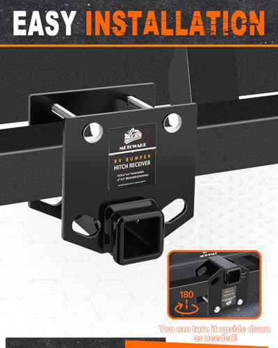 Image of METOWARE RV Bumper Hitch Receiver Fits 4 inch Square Bumper, 3500 LBS Capacity