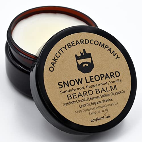 OakCityBeardCo. - Snow Leopard - 2 Ounce - Beard Balm - Beard Conditioner - Sandalwood - Peppermint - Vanilla