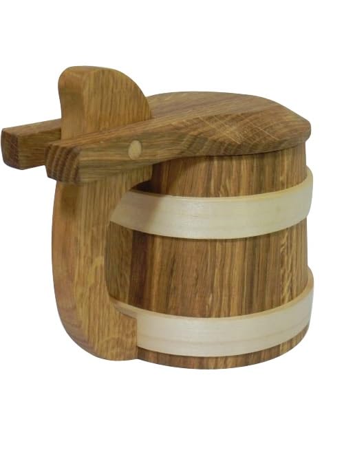 Wooden World - Jarra de cerveza de madera de roble, jarra con tapa, regalo muy sólido para el día del padre para hombres, 500 ML, 1 pinta - M06