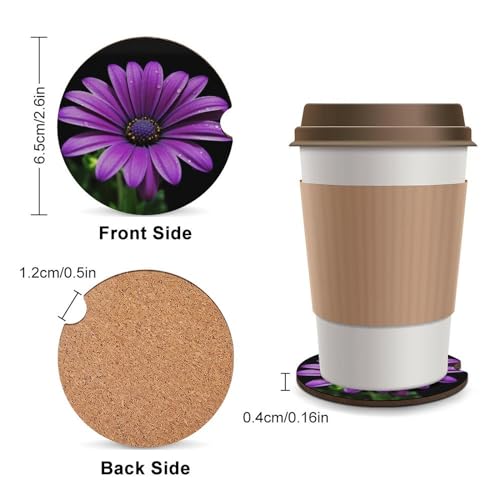 Portavasos para autos, Pack de 2, Madera, Diseño Daisy miniatura 2