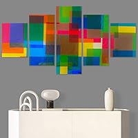 SIGNWIN 5 Panel Canvas Wall Art Abstract Colorful Geometric Hallway Minimalist Mixed Media Multicolor Patterns for Home Decorations Ready to Hang - 60