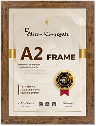 Alison Kingsgate A4 Rustic Frame With Clear Perspex Front & Wall Mounted Hook- A4 Rustic Picture Frame in Size 29.7x21cm A4 Rustic Photo Frame - Rustic A4 Frame (Rustic)