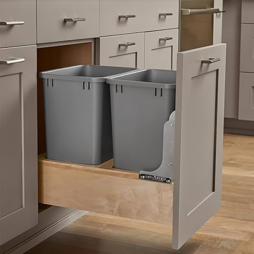 Image of Rev-A-Shelf Double Pullout Trash Can w /Soft-Close Slides, 14.5 inch Min Opening