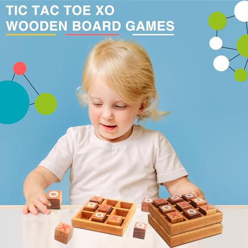 3 sets de juego de mesa Tic Tac Toe de madera clásico miniatura 3