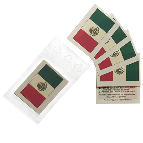 10 x Mexiko Tattoo Fan Fahnen Set - WM 2018 Mexico Temporary Tattoo Flag (10)