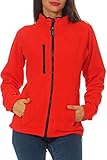Happy Clothing Damen Fleecejacke Microfleece Outdoor-Jacke ohne Kapuze mit Kragen Dunkelblau Schwarz...