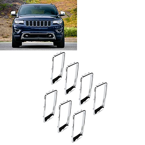 Image of Front Grill Trim Insert Ring, ABS Front Grille Trim Ring Chrome Plated Modification Replacement for 2014‑2016 (7PCS /Set)