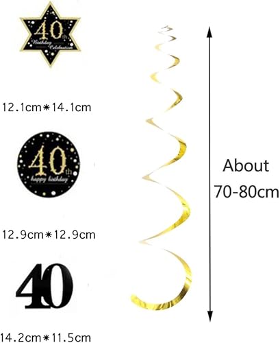 Miniatura 2 de Decoración de cumpleaños número 40, remolinos colgantes, decoraciones de techo para fiestas de 40 años