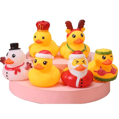 Image of Assorted Rubber Duck Small Rubber Ducks in Bulk Baby Shower Bath Toy for Kids Toddler Birthday Christmas Party Favors Stocking Stuffers Classroom Incentives (Christmas Ducks 6pcs)