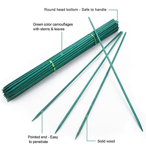 Qefuna 30Pcs 16 Inch Garden Stakes Green Bamboo Sticks Decorative Garden Wood Stakes For Plants, Wooden Plant Support Sticks, Small Stakes For Garden With Garden Ties And Nylon Plant Tie Strap #TOP1