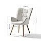 FurnitureR Empfangsstühle, Scandic-Stuhl, Stoff, beige, mit hoher Rückenlehne und Beinen aus Buchenholz, Höhe 45 cm, für Gespräche in der Schule, Empfang und Beratung