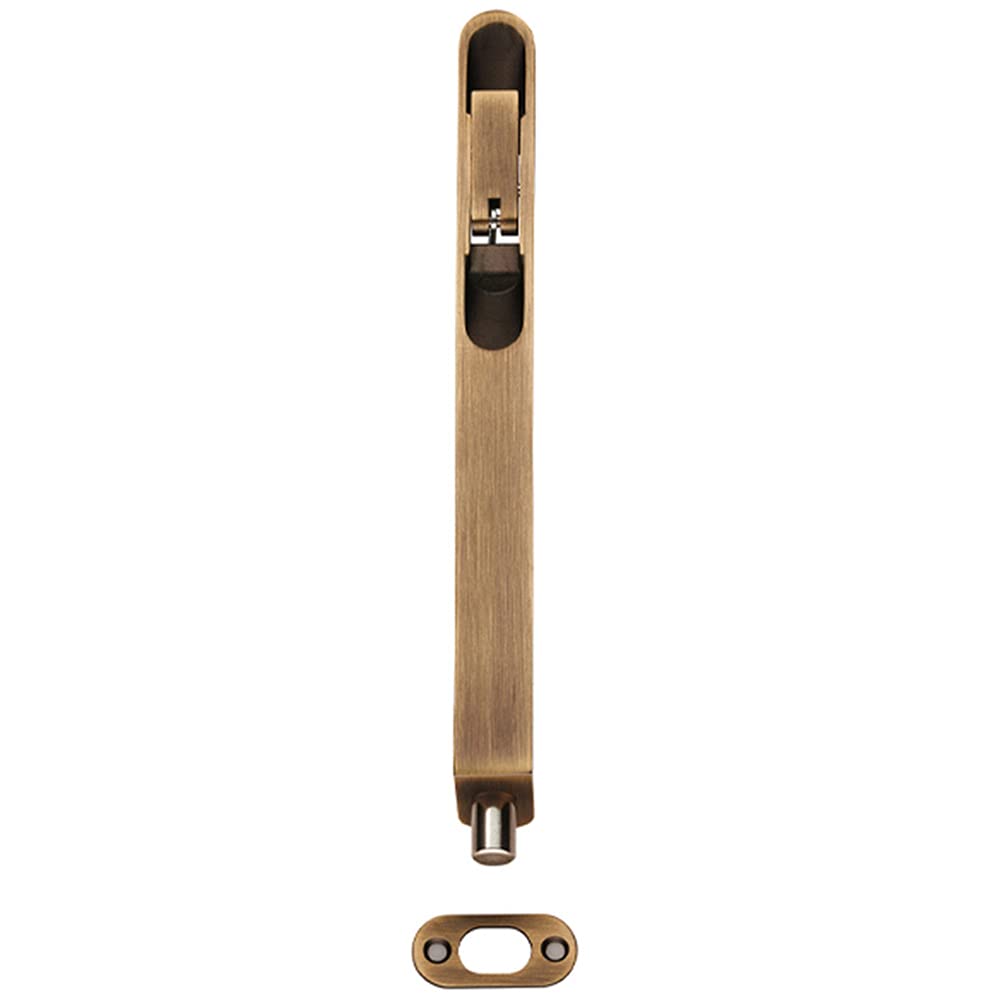 8 Inch Lever Action Flush Bolt - Radius Forend - 204 x 20mm - Antique Brass | Interior Door Recessed Seurity Lock - Concealed Flush Bolt - Floor Recessed Bolt Socket