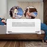hiccapop 44' x 19' Toddler Bed Rail Guard, Heavy-Duty Safety Bed Rail for Twin, Full, Queen Beds, Soft Mesh Cover & Swing-Down Design, Easy No-Tool Install for Kids' Bed (White)