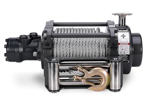 Warrior Winches NH 15,000lb Industrial Hydraulic Winch – 12V Heavy-Duty Steel Rope Winch for Truck, Jeep...