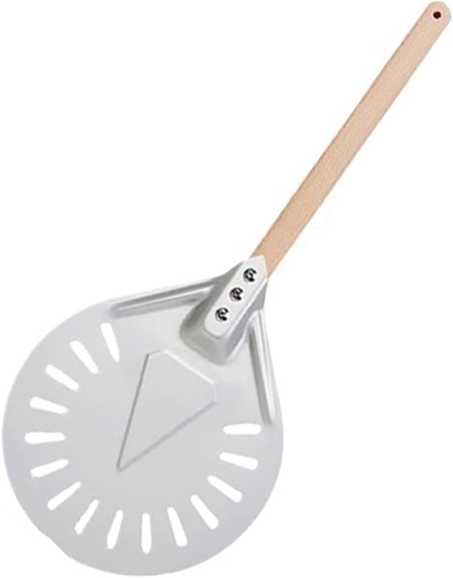 12/14 Inch Aluminum Perforated Pizza Shovel Peel With Detachable Handle Nonstick Oven Baking Paddle(35cm Silver 40cm H)