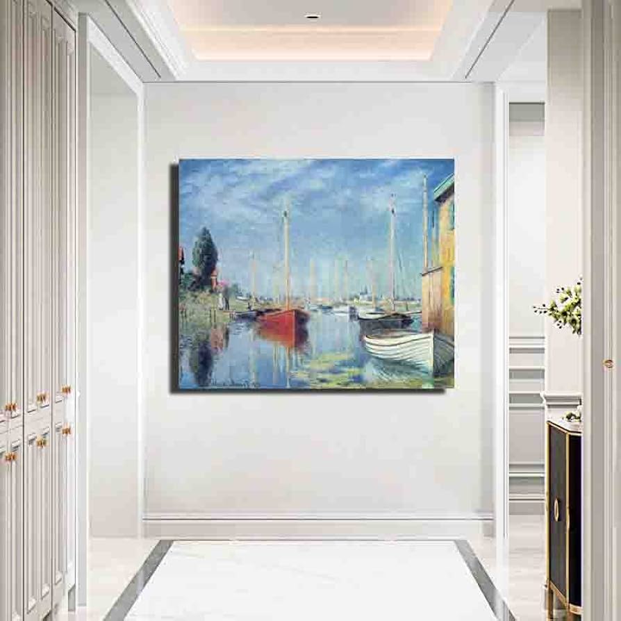 モネ　湖畔　ヨット　模写 モネ 湖畔 ヨット 模写 絵画