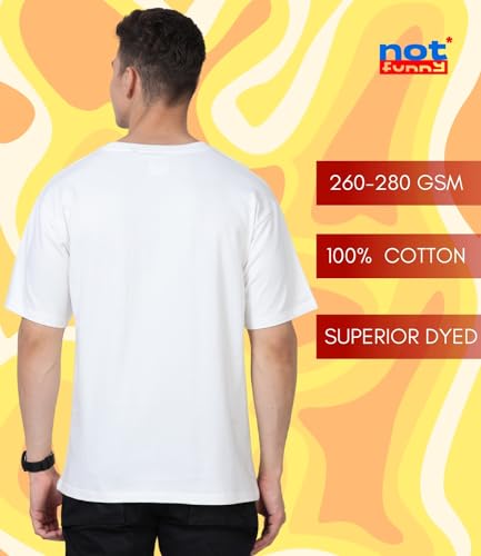 Image of Not Funny 280 GSM Pure Organic Cotton Oversized t Shirts for Men | Drop Shoulder Tshirt for Men & Boys (Available in Black, Blue, Beige,Orange & White)