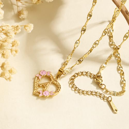 Qitian Initial Heart Necklace for Women Heart Gold Letter A-Z Name Alphabet Pendant Necklace for women Gift4