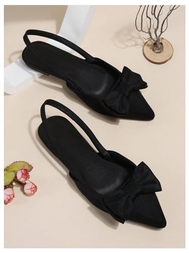 Verdusa Women's Bow Pointed Toe Flat Shoes Slingback Flats Dress Shoes2