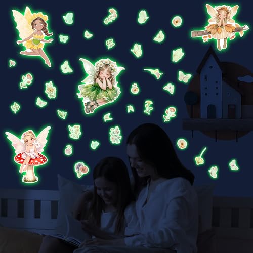 Vinilos decorativos luminosos para pared hadas y mariposas miniatura 1