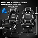 GTPLAYER Gaming Chair with Footrest, Big and Tall Game Chair 350lb Racing Style Computer Chair, Ergonomic Executive Office Chair High Back with Lumbar Support and Recliner, Light Gray - Image 2
