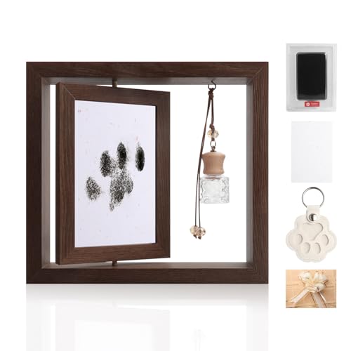 TECOPH Double-Sided Rotating 4x6 Inch Photo Frame Gift Set for Cherished Memories, with Paw Print Kit and Memory Vial
