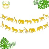 Jungle Safari Animal Banner Gold Glitter Zoo Garland Baby Shower Child Kids Boy Girl Birthday Party