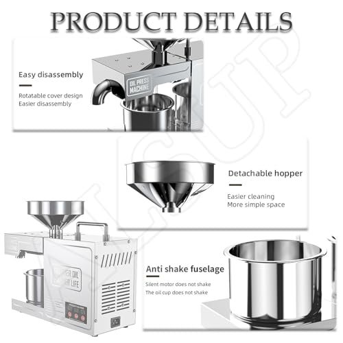 Alsup Mini Frantoio Per Olive A Freddo Professionale, Pressa Elettrica Inox, Macchina Spremitrice Olio Domestico/Commerciale - 7