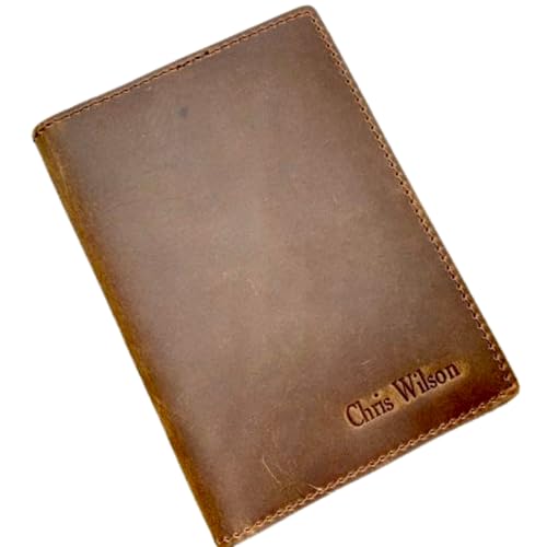 Personalized Dark Brown Small Leather Bifold Wallet for Men – Custom Engraved Crazy Horse Leather Card Holder Christmas Gift4