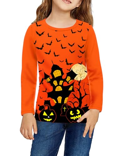 Arshiner Girls Halloween Shirts Cotton Tops for Girl Long Sleeves Classic Style Blouse Tops Tee Blouse