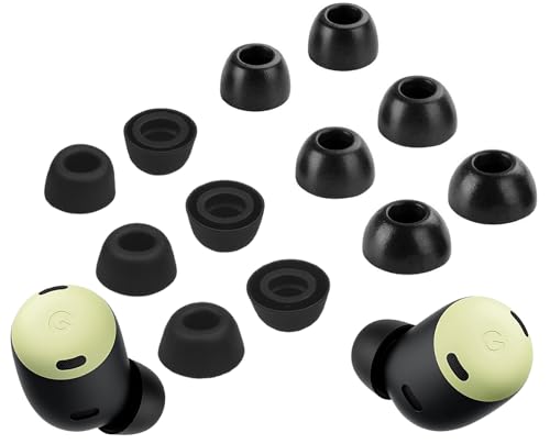 A-Focus [6 Pairs] Pixel Buds Pro Memory Foam & Silicone Ear Tips Soft Replacement Comfortable Earbuds Eartips Gel Compatible with Google Pixel Buds Pro 126724 Black