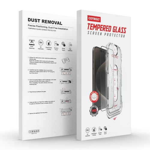 Image of Tempered Glass for iPhone 15 Pro Tempered Glass Screen Protector with (Easy Installation Kit) Anti Scratch, Bubble Free