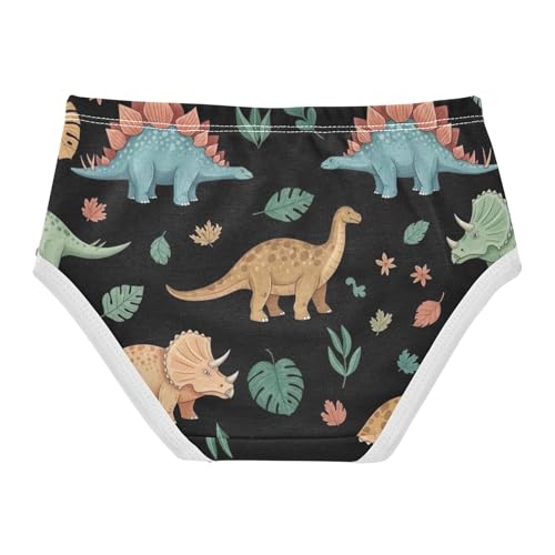 Classic Dinosaurs Stegosaurus Leaves Black Girls Underwear Toddler 2t Cotton Panties for Girl Funny Briefs Underpants2