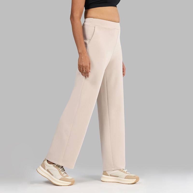 Image of BlissClub Womens BareButter Straight Pants, High Rise, Straight fit,Pockets, Comfortable Waistband,Regular Variant Below 5'4